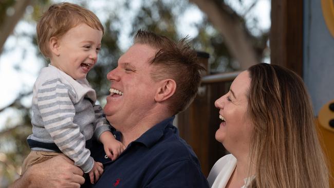 Now just over a year old, Sam has grown into a “cheeky” boy who loves keeping his parents on their toes. Picture: Naomi Jellicoe