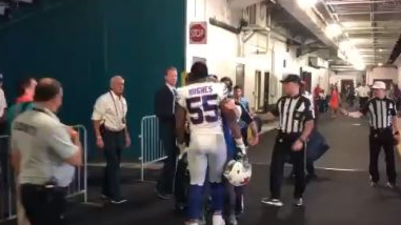 Jerry Hughes of Buffalo Bills confronts official after loss to Miami  Dolphins - ESPN