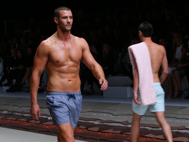 Kris Smith, pictured modelling for Myer in 2013, admits he suffers from body confidence issues.