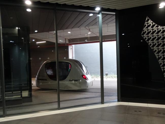 One of the driverless cars at Masdar City in Abu Dhabi, November 2015. Picture: Charis Chang