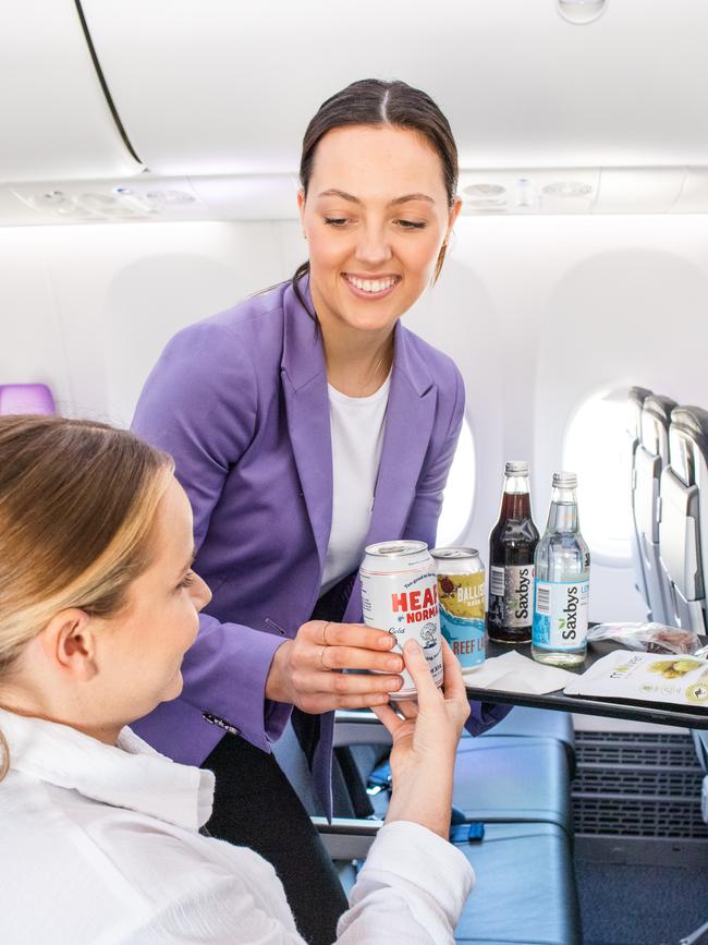 There will be no trolleys on-board a Bonza flight. Food will be ordered by app and delivered directly to seat. Picture: supplied/Bonza Airlines