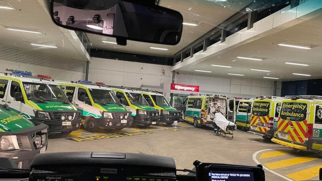 Ambulance Ramping at Flinders Medical Centre on September 16, 2021. Picture: Ambulance Employees Association