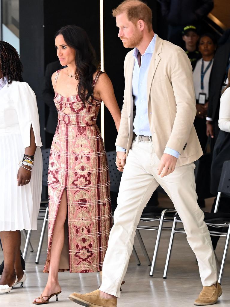 Meghan and Harry attended a show as part of their first day of activities. Picture: RAUL ARBOLEDA/AFP