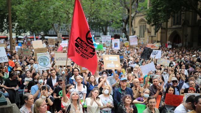 A Climate Change Rally held at the Sydney Town Hall Square in December last year. Picture: Christian Gilles