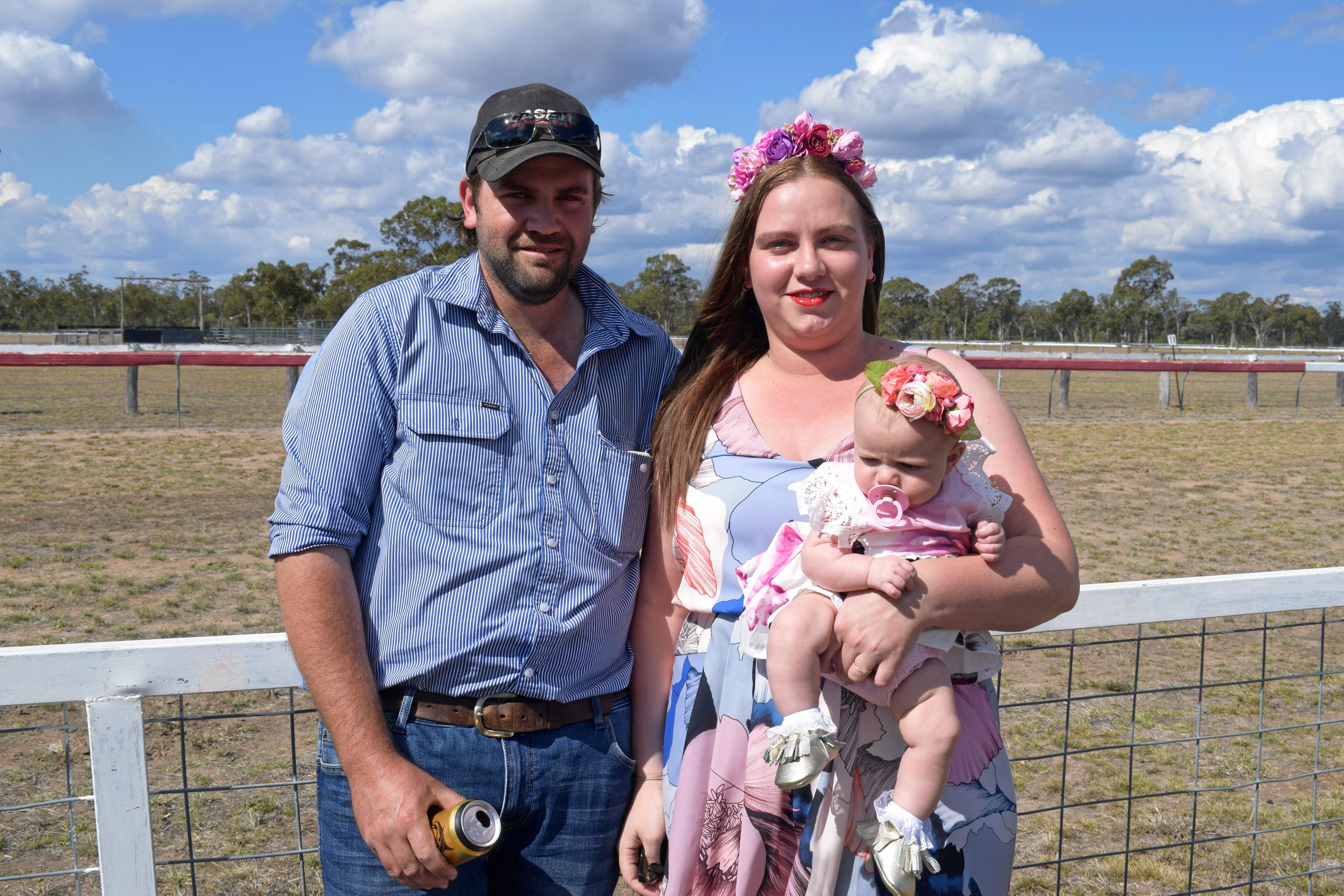 Sam Wade, Kim Wade, and Harper Wade at the Tara Races October 6, 2018. Picture: Brooke Duncan