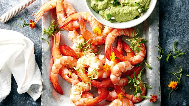 Prawns with zingy jalapeno avocado dip. Picture: Al Richardson