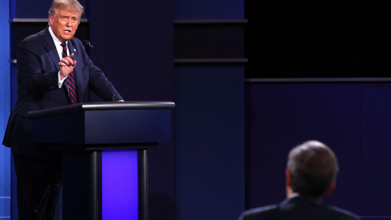 Donald Trump argues with debate moderator Chris Wallace. Picture: Scott Olson/Getty Images/AFP