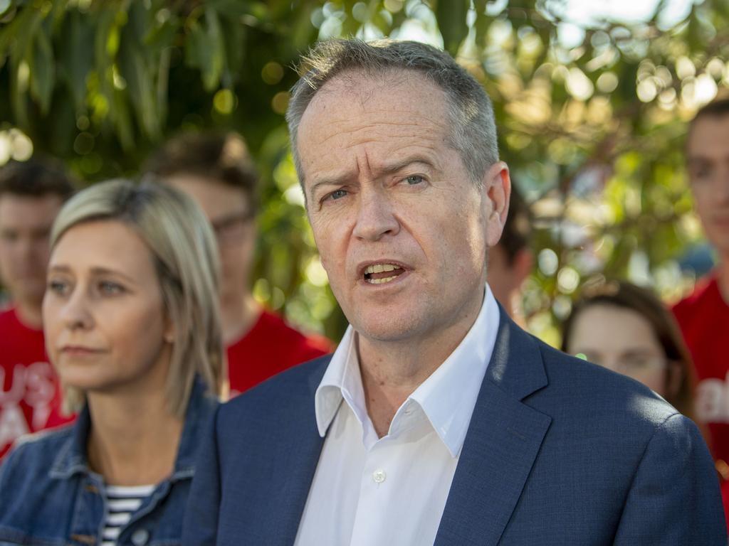 The Leader of the Opposition Bill Shorten speaks to media with newly elected member for Longman Susan Lamb. Picture: AAP Image/Glenn Hunt