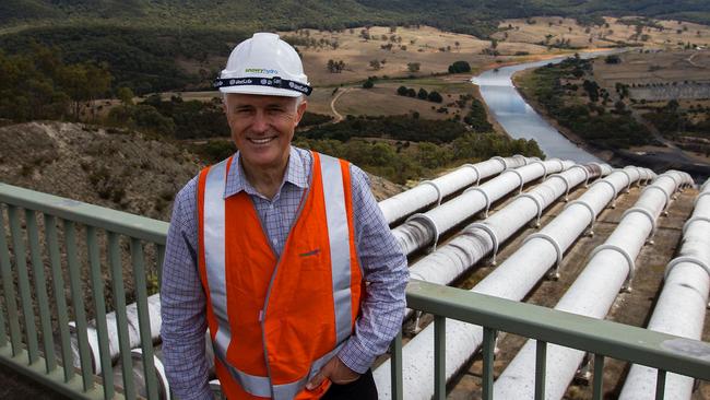 Malcolm Turnbull visits the Tumut 3 power station at the Snowy Hydro Scheme. Picture: AFP