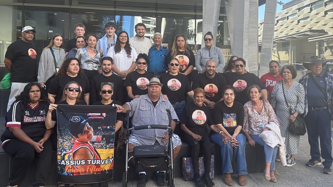 The family, friends and supporters of Cassius outside the District Court following the jury's verdict. Kirk/ NewsWire