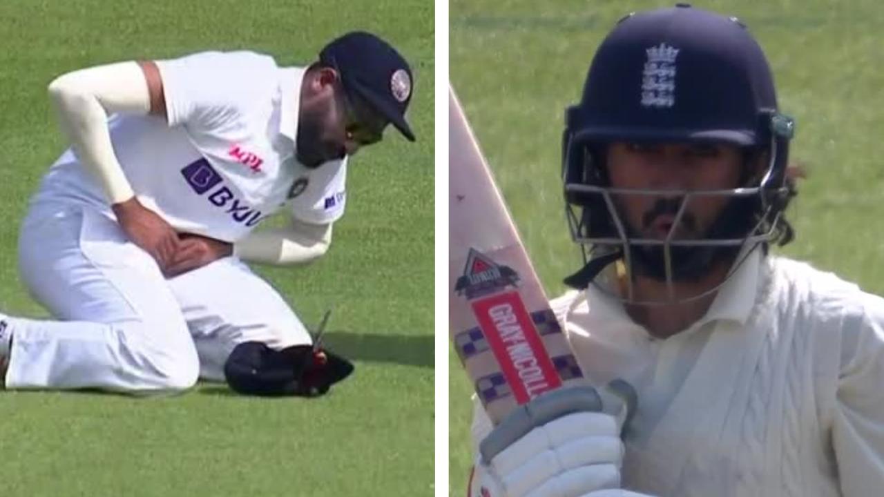 England opener Haseeb Hameed was dropped by Indian paceman Mohammed Siraj.