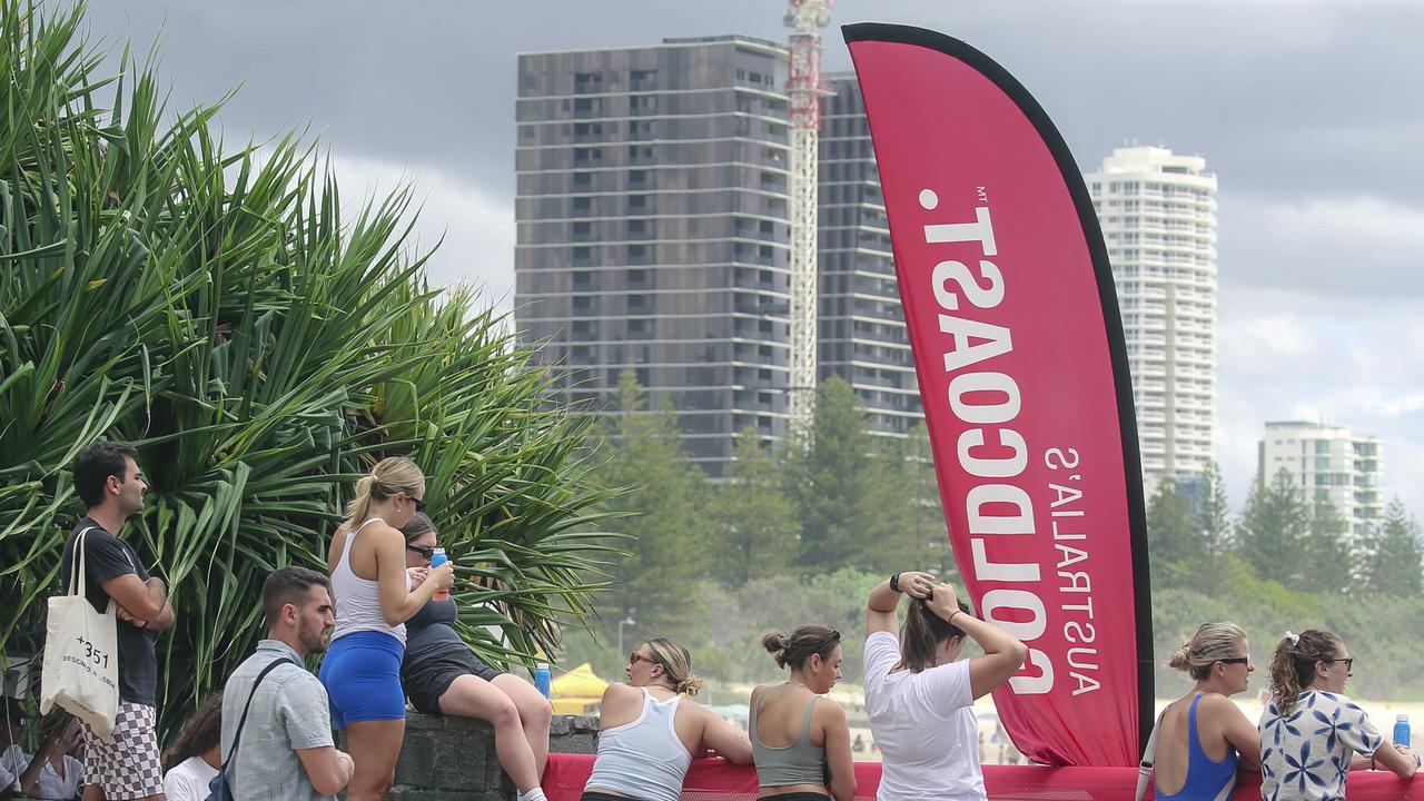 The crowd at the 2025 Gold Coast Open surf comp at Burleigh Heads. Picture: Glenn Campbell