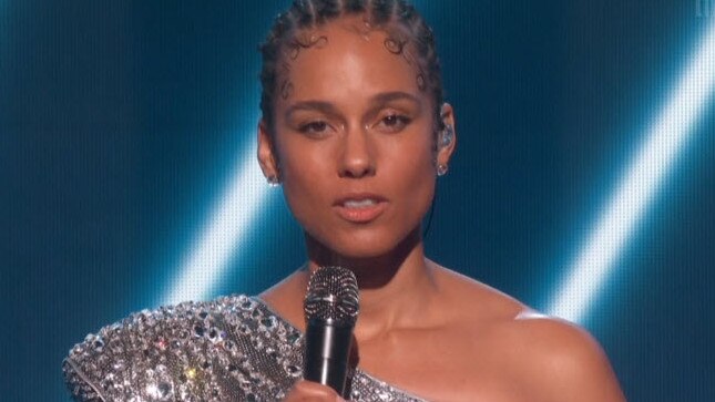 Alicia Keys opens the Grammys.