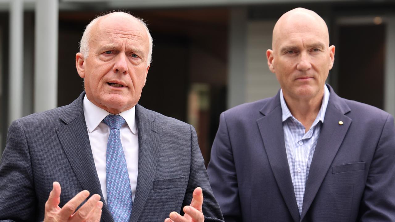 Leader of the House Eric Abetz and TCCI CEO Michael Bailey. Picture: Supplied