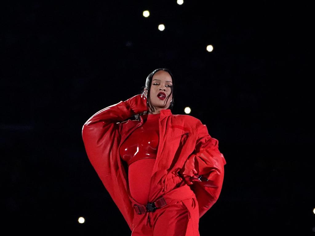 Rihanna performing during the halftime show of Super Bowl LVII. Picture: Timothy A. Clary/AFP