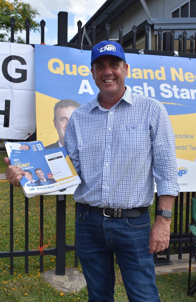 LNP candidate for Nicklin Marty Hunt at the polling booth at Nambour State College.