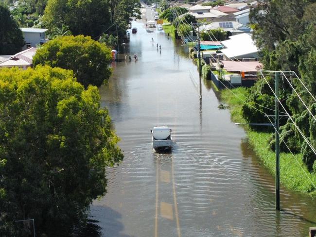 Carrs Drive, Yamba during the 2022 floods.