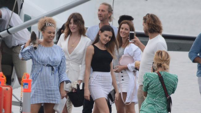 He took designer Pip Edwards, fashionista Kate Waterhouse, Sneaky Sound System songstress Connie Mitchell and entrepreneur Lisa Messenger on a plane to his restaurant. Picture: MEGA