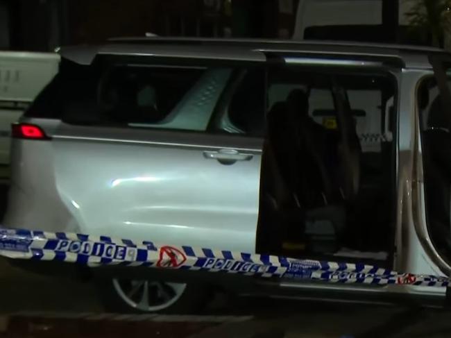 Two men were found with stab wounds in this Kia van in Clyde on Thursday morning. Picture: Today/Nine