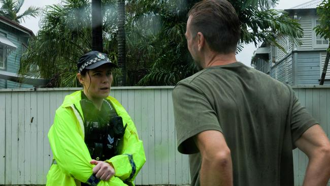 Police officers on the ground in Townsville as authorities urge people to evacuate in some suburbs. Picture: Cpl Riley Blennerhassett