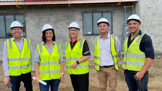 FILE PHOTO: Parkhurst State School principal Lyle Walker, Member for Keppel Brittany Lauga, P &amp; C President Marika Taylor, Paynters project manager Craig Hornagold, Paynters site manager Aaron Wehlow.