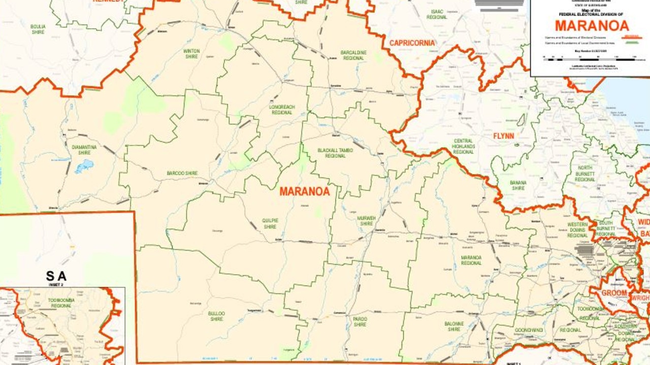 Maranoa takes in a huge part of southwest Queensland. Picture: Australian Electoral Commission.