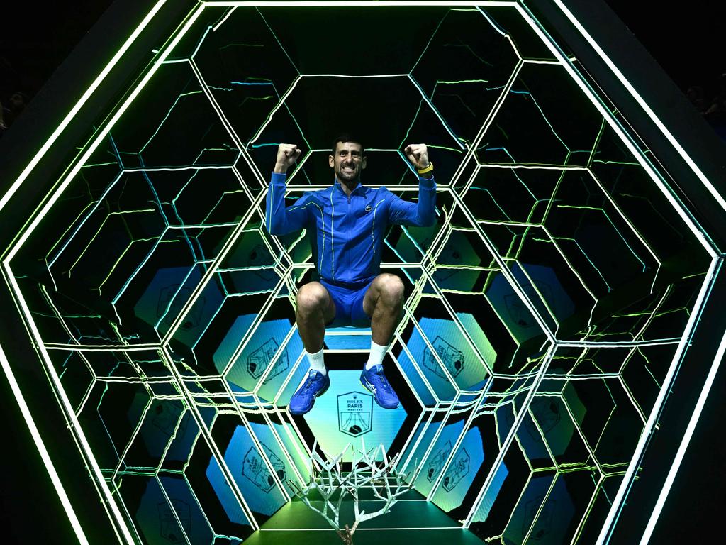 Serbia's Novak Djokovic celebrates after winning the men's singles final match of the Paris ATP Masters 1000 tennis tournament. Picture: Julien De Rosa/AFP