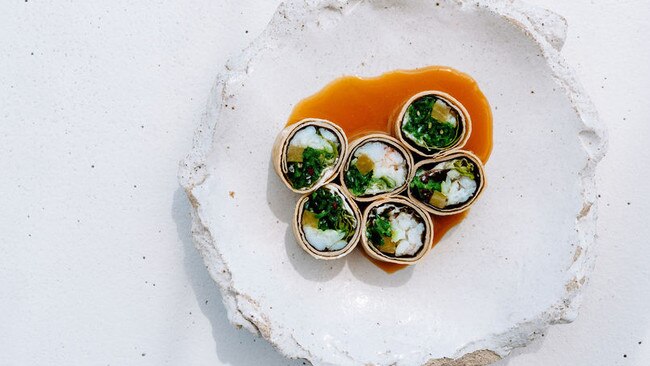 Phoebe’s spanner crab nori roll at Lanai at Noosaville