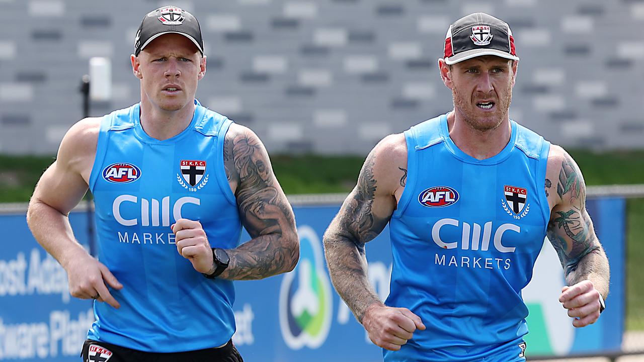 Zak Jones and Tim Membrey, who is in ‘really good shape’. Picture: Ian Currie