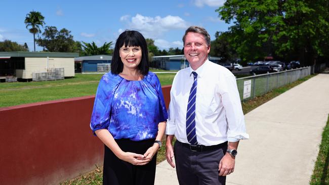 The LNP has announced that it will construct a $13m arts centre at Whitfield State School if it is elected into government on October 26. LNP candidate for Cairns Yolonde Entsch and LNP spokesman for education Dr Christian Rowan say the 480 seat theatre and classrooms will be of a huge benefit to the school's 750 students. Picture: Brendan Radke