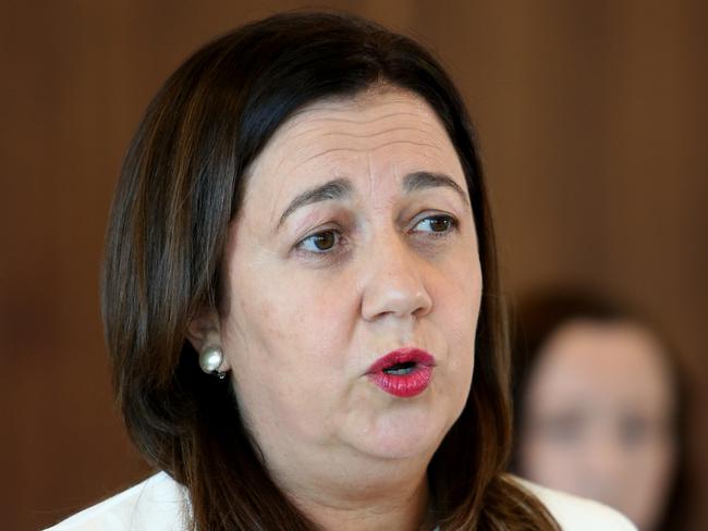 Queensland Premier Annastacia Palaszczuk says they need to make sure there is no community transmission after a cleaner tested positive to COVID-19. Picture: Steve Pohlner