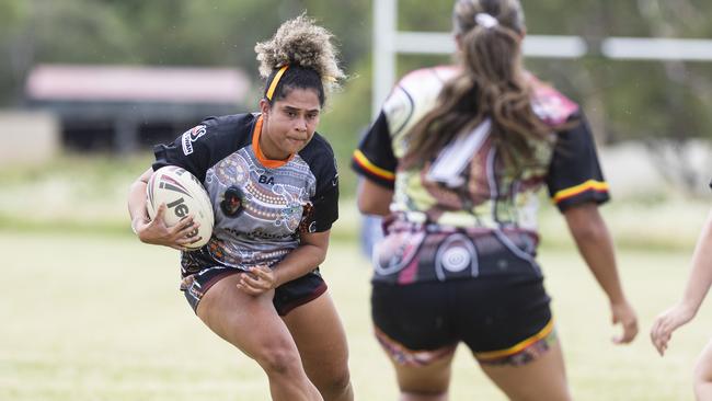 Montana Mook-Kusu of William Taylor Memorial against Toowoomba Warriors in the Warriors Reconciliation Carnival women's games hosted by Toowoomba Warriors at Jack Martin Centre, Saturday, January 18, 2025. Picture: Kevin Farmer