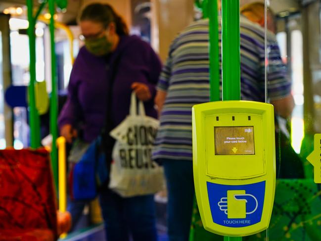 The train network will be first to receive the new technology — meaning commuters will be stuck with plastic myki cards on trams and buses. Picture: Luis Enrique Ascui