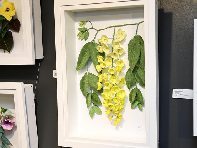 Artist Meredith Yeoman's 'Yellow' displayed at her exhibition at the Jezzine Art Gallery. Picture: Shae Beplate.