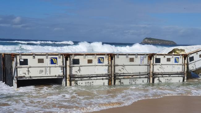 Debris and containers have washed up on Birdie Beach. Picture: Transport for NSW