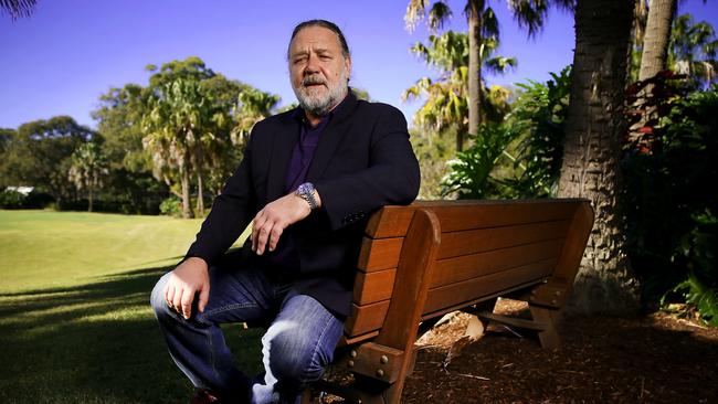 Actor Russell Crowe announcing the building of the movie studio on the Pacific Bay Resort site in Coffs Harbour. Picture: Nathan Edwards