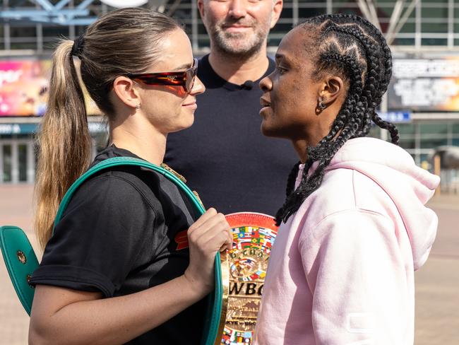 Tiara Brown did plenty of trash talking when they met face-to-face on Wednesday. Picture: Matchroom