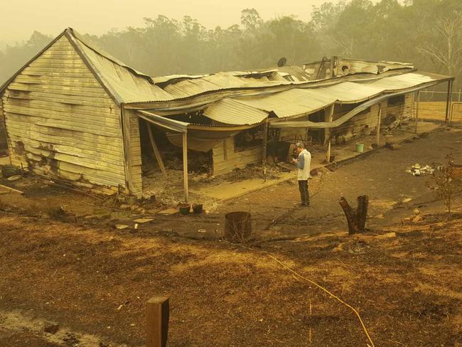 Cathy Healy’s property after the fires. In March 2021 she is still living in a caravan.