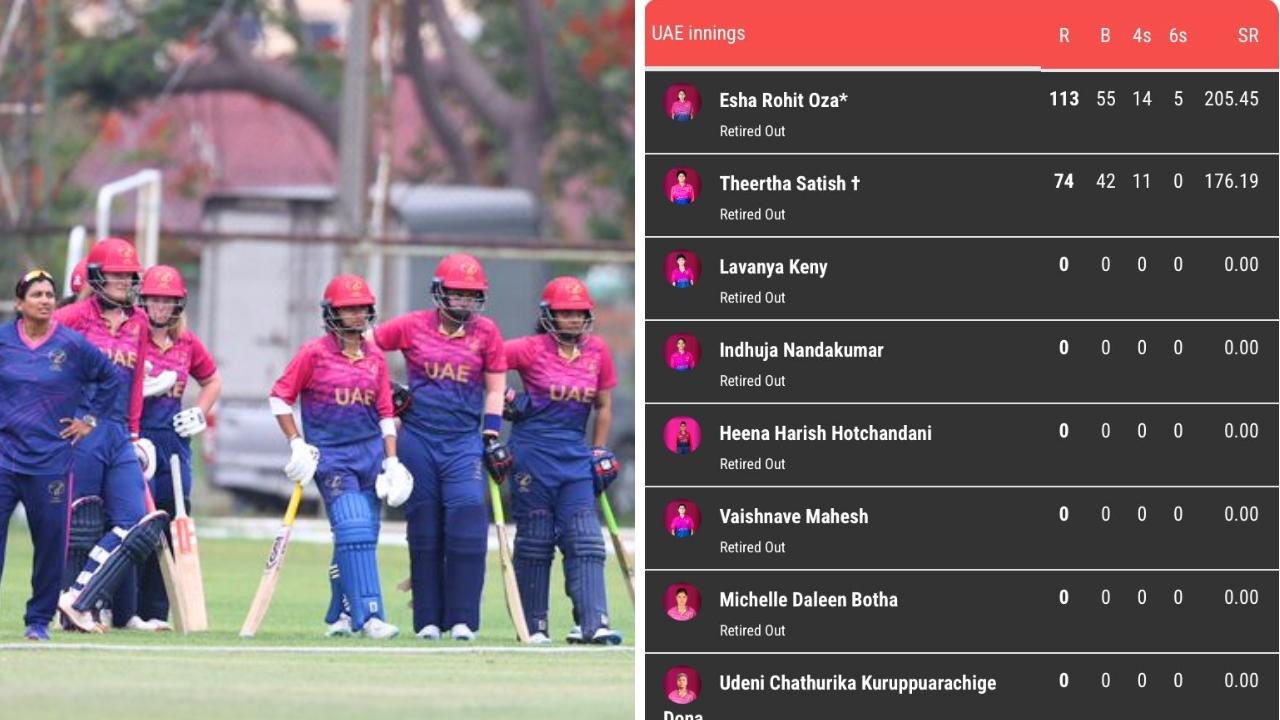 All 10 batters retire in cricket chaos