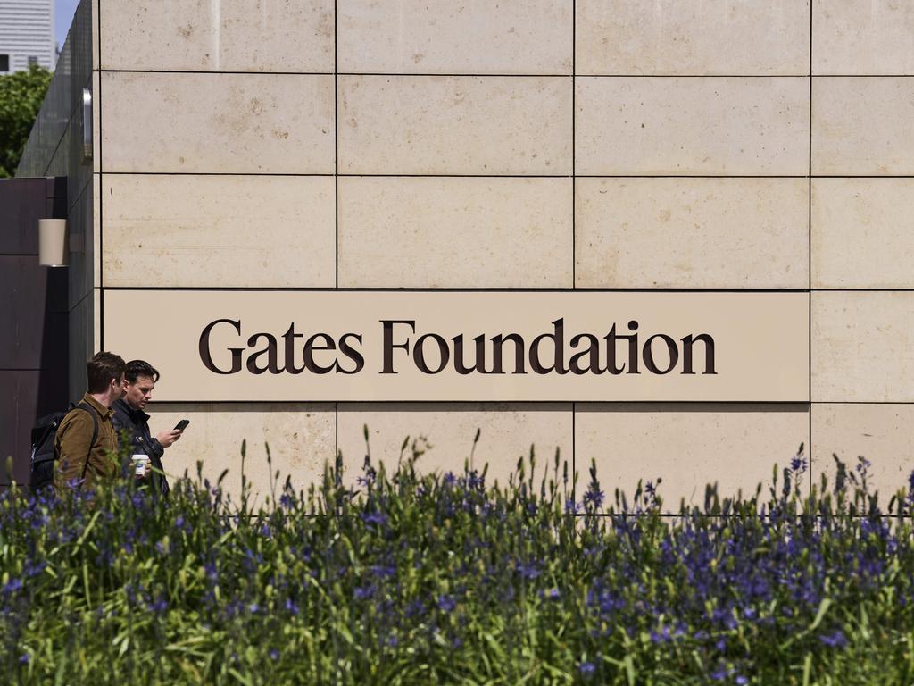 A Gates Foundation sign at the foundation's campus in Seattle. Picture: AP Photo/Lindsey Wasson.
