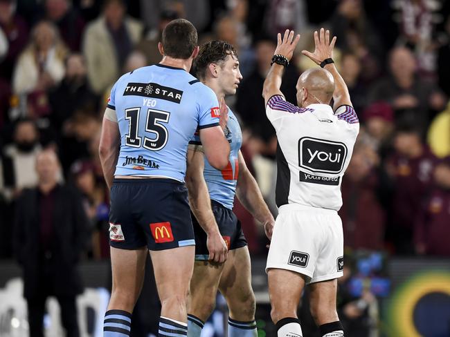 Cameron Murray is sent to the sin bin despite being on the bench at the time. Picture: NRL Photos