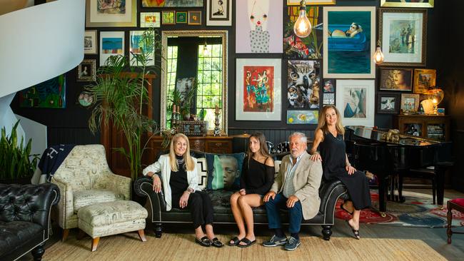 Maryanne Fiore, right, with her daughter Lou Lou Fiore Hart and mother Connie Micheli, left, and father Fred Fiore in her home in Perth’s Swanbourne. Picture: Ross Swanborough.