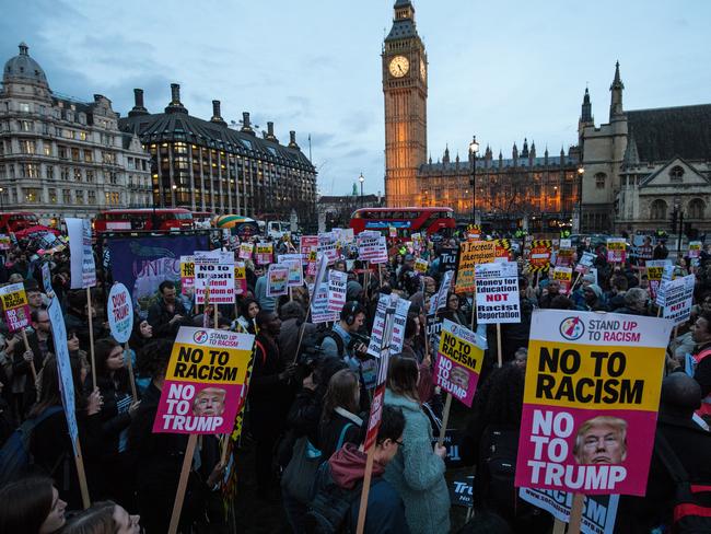 Thousands hit the streets in London overnight to protest a planned visit by the US President. Picture: Jack Taylor/Getty Images