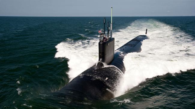 The Virginia-class attack submarine USS California during sea trials.