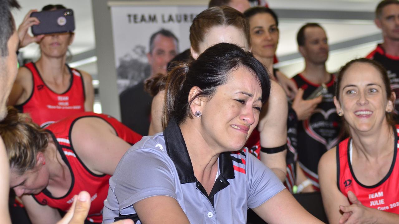 Julie Pavone became emotional as she rowed Team Julie home in the final minutes of the 2020 Laurie's Love Row for a Cure.