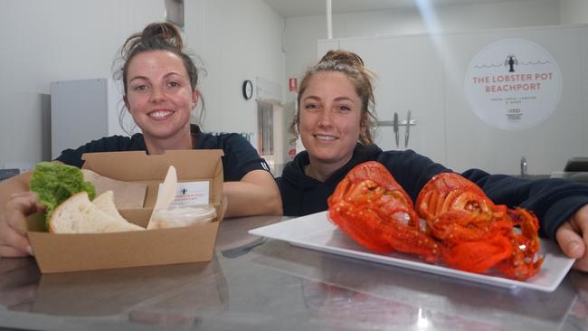 Hayley McAllister and Jasmin Stehbens manage The Lobster Pot Beachport. Picture: Jessica Ball