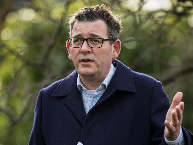 MELBOURNE, AUSTRALIA - JULY 27: Victorian Premier, Daniel Andrews speaks to the media at the daily press conference  on July 27, 2021 in Melbourne, Australia. Schools will re-open and hospitality businesses will be permitted to operate with occupancy and density restrictions as of Wednesday, July 28 as Victoria's Covid-19 cases continue to stabilise. (Photo by Darrian Traynor/Getty Images)