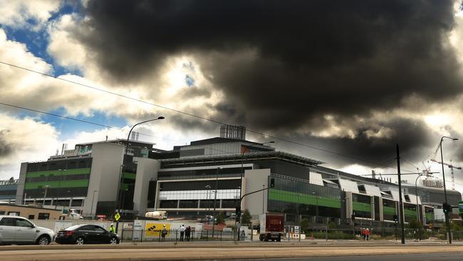 Grey clouds hang over the new RAH on North Tce. Pic: Tait Schmaal