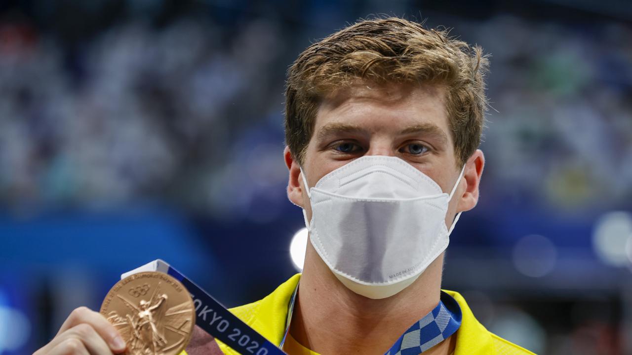 Tokyo 2020 Olympic Games Day 02. 25/07/21. Swimming finals at the Tokyo Aquatic Centre in Tokyo Japan. AustraliaÃ&#149;s Brendon Smith wins Bronze in the final of the Men's 400m Individual Medley Final. Picture: Alex Coppel.