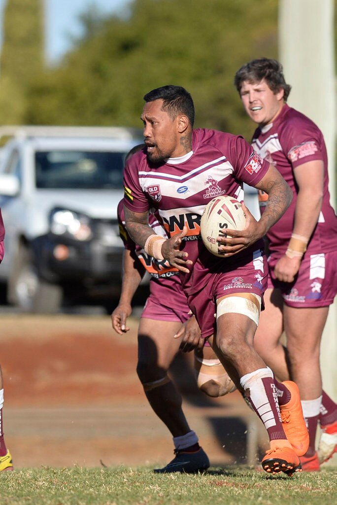 Steven Franciscus of Dalby Diehards against Valleys Roosters in TRL Premiership qualifying final rugby league at Glenholme Park, Sunday, August 12, 2018. Picture: Kevin Farmer